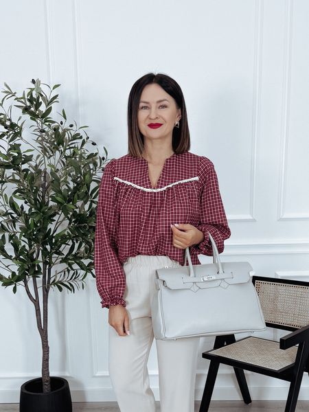 Bluzka premium kratka czerwono-biała RAFAELA