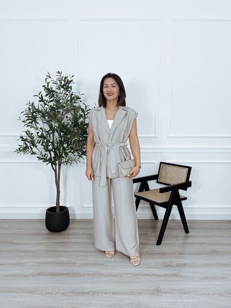 Komplet kamizelka + długie spodnie jasne fango MODERN