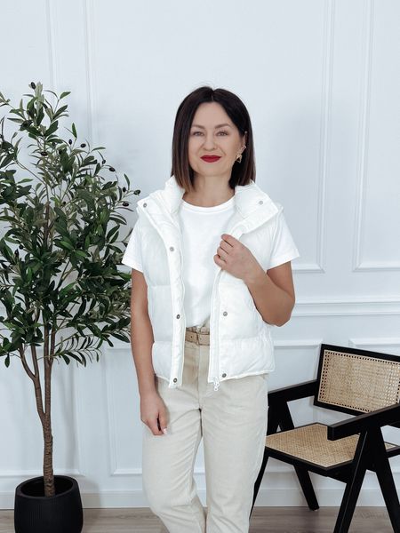 Kamizelka puchowa ze ściągaczem śmietankowa HARPER