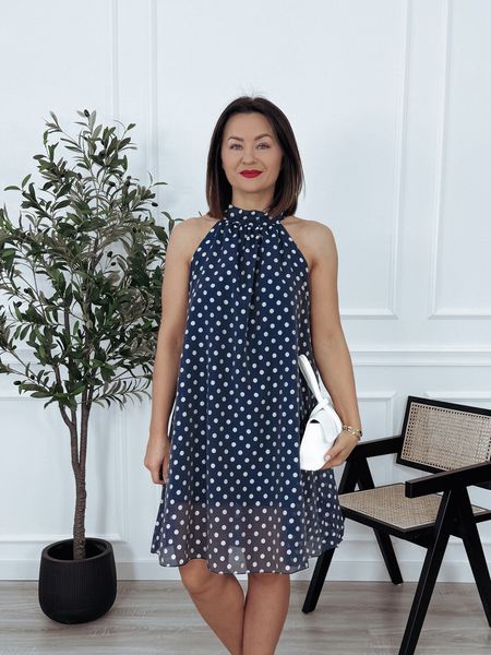 Sukienka z lyocellu granatowa w groszki ERNA