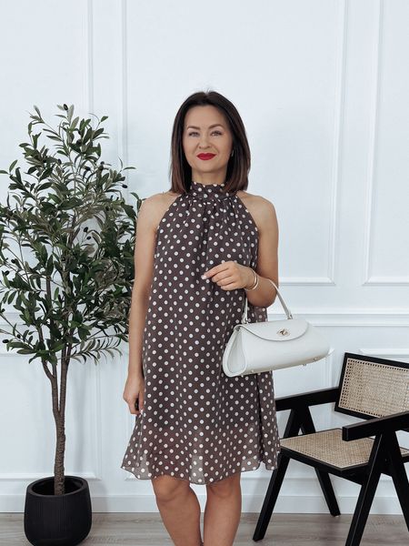 Sukienka z lyocellu czekoladowa w groszki ERNA