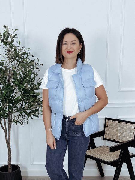 Kamizelka ze ściągaczem w pasie baby blue MELA