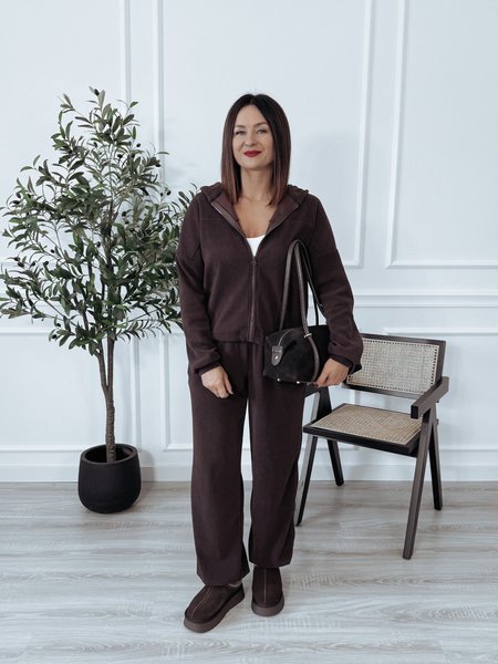 Komplet sztruksowy rozpinana bluza + spodnie czekoladowy HOLIS - PRE ORDER (!)