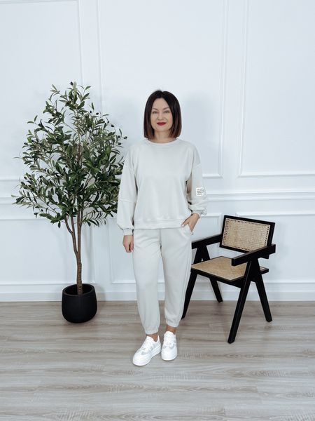 Komplet bluza + spodnie piaskowy beż ARIA II - materiał MASEŁKO