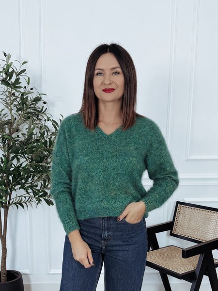 Sweter premium 95% wełna merino niebiesko-zielony PAOLA