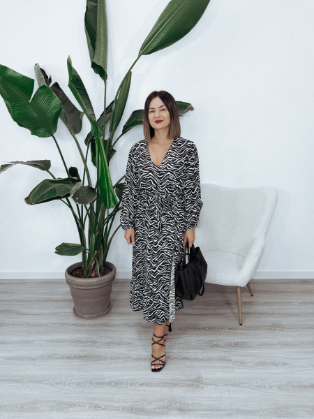 Sukienka midi z wiskozy zebra ANKONA
