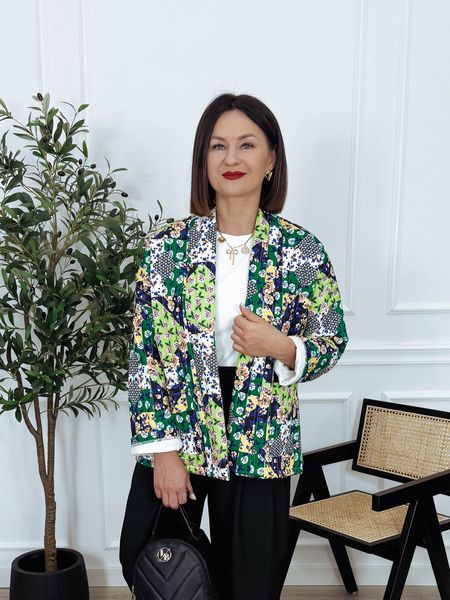 Wiosenna kurtka w kwiaty bez zapięcia GABBY