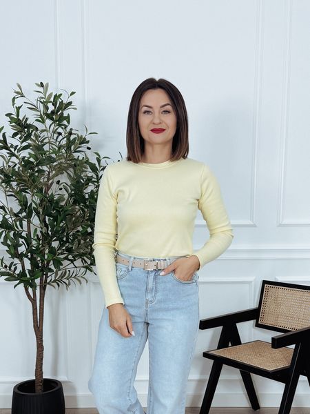 Bluzka basic z bawełny prążek | długi rękaw | żółta SAMANTA