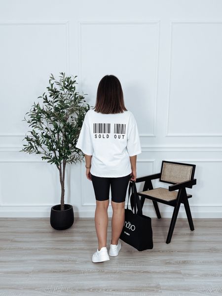 T-shirt bawełniany z napisem na plecach biały SOLD OUT