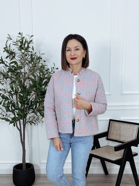 Wiosenna bawełniana kurtka w kolorową kratkę CORRIE