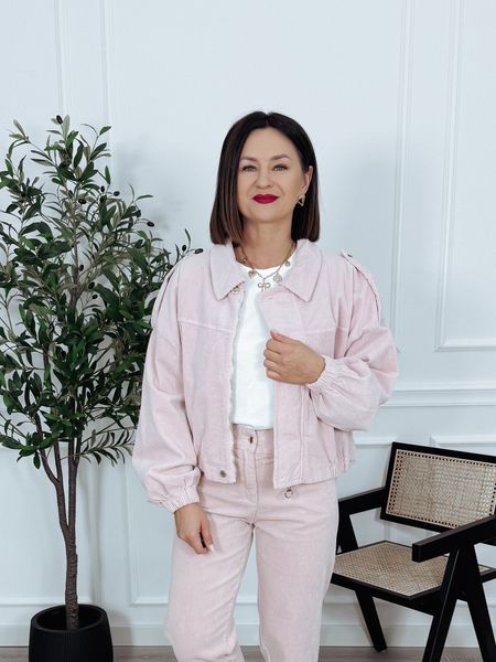 Kurtka oversize sztruksowa puder róż ELENA