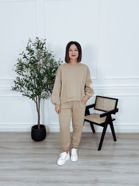 Komplet bawełniany bluza + spodnie beż ciemny ARIA