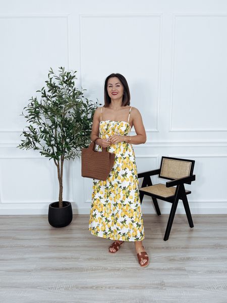 Sukienka z bawełny na ramiączkach w cytryny CITRONE