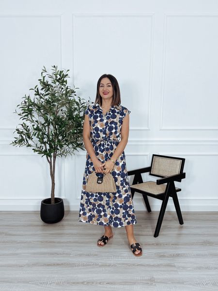 Szmizjerka | 100% bawełna | w grochy granatowo-beżowe TAYLOR